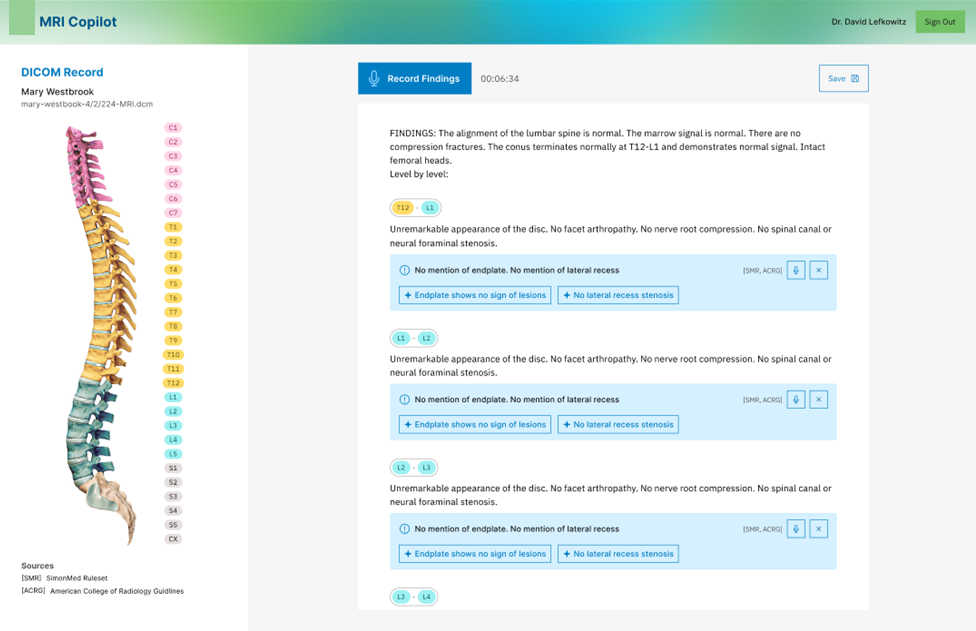 TechFabric-Application-Screen-Radiology-AI-Copilot-Using-Radiology-LLM