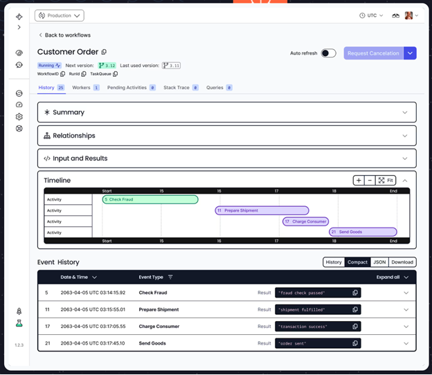 TechFabric-Temporal-Durable-Execution-Framework-Application-Workflow-Management-Screenshot
