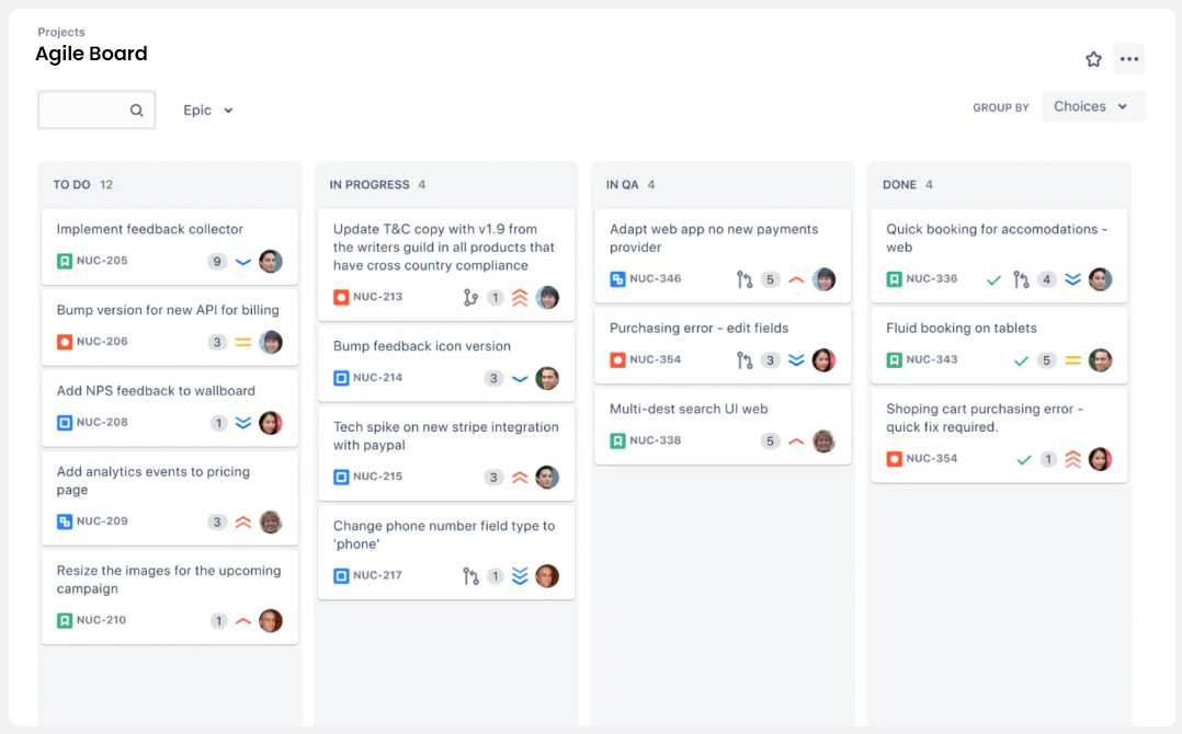 TechFabric Screenshot Example True Agile Board